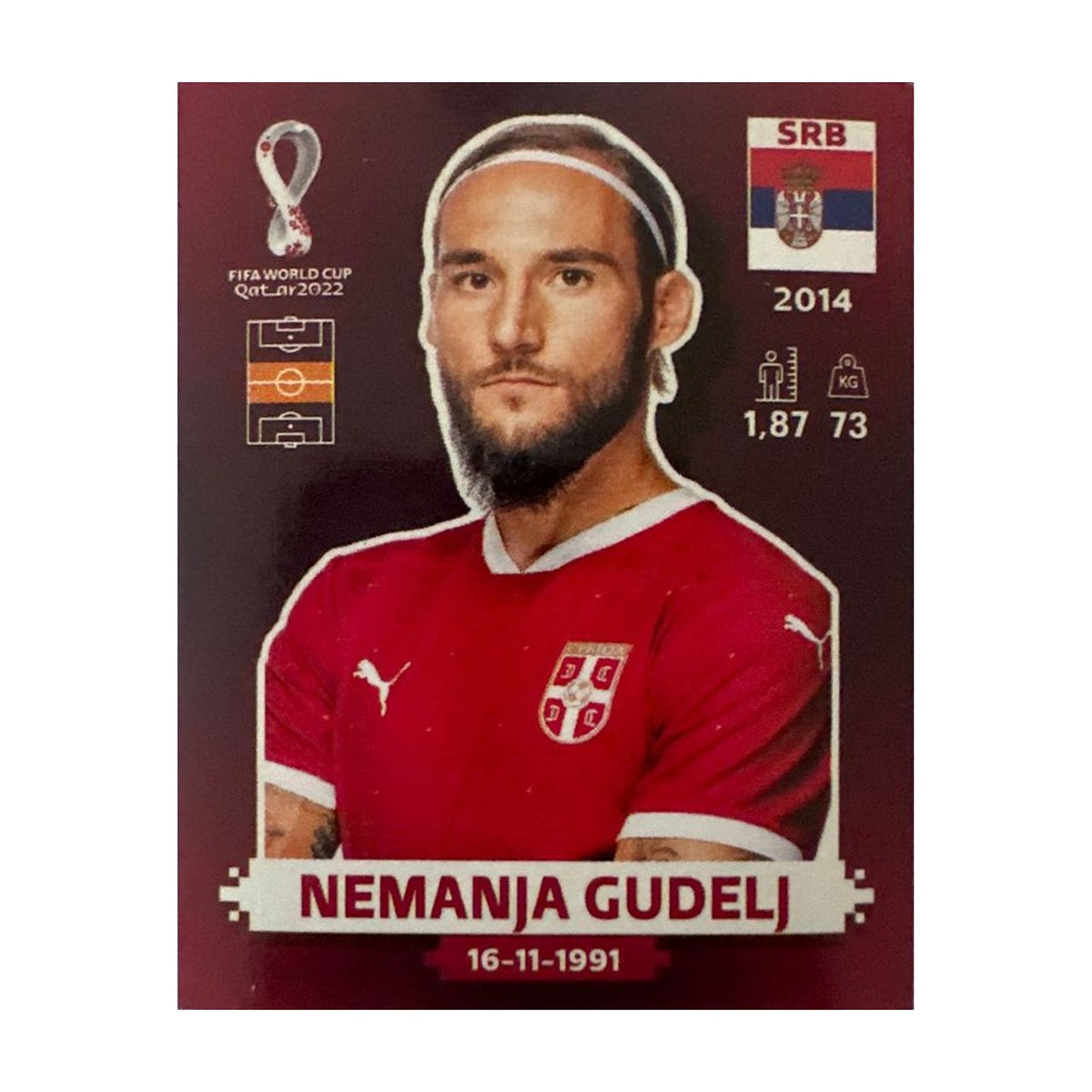 Panini FIFA WM 2022 Oryx - SRB 9 - Nemanja Gudelj – Vorderseite