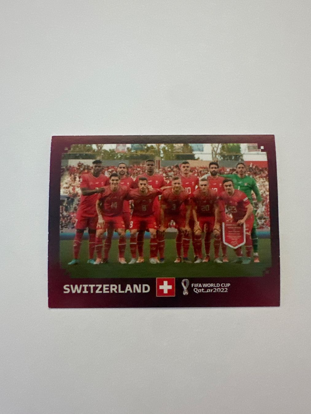 Panini FIFA WM 2022 Oryx - SUI 1 - Team Photo - Switzerland – Original-Zustandsfoto Vorderseite