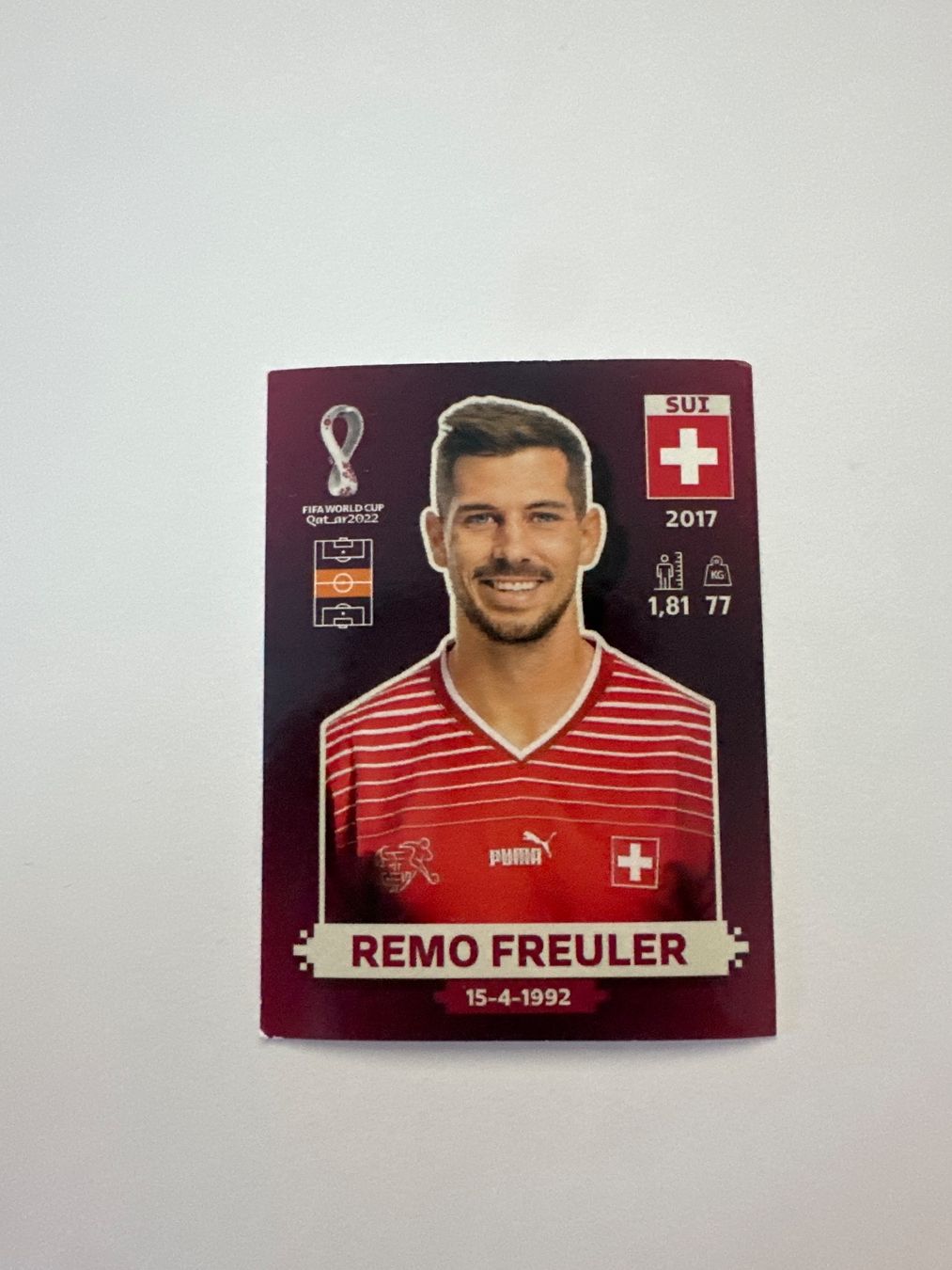Panini FIFA WM 2022 Oryx - SUI 11 - Remo Freuler – Original-Zustandsfoto Vorderseite