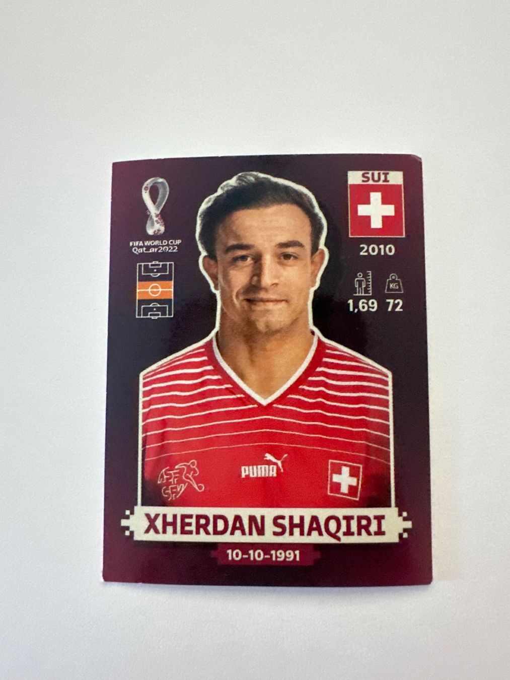 Panini FIFA WM 2022 Oryx - SUI 12 - Xherdan Shaqiri – Original-Zustandsfoto Vorderseite