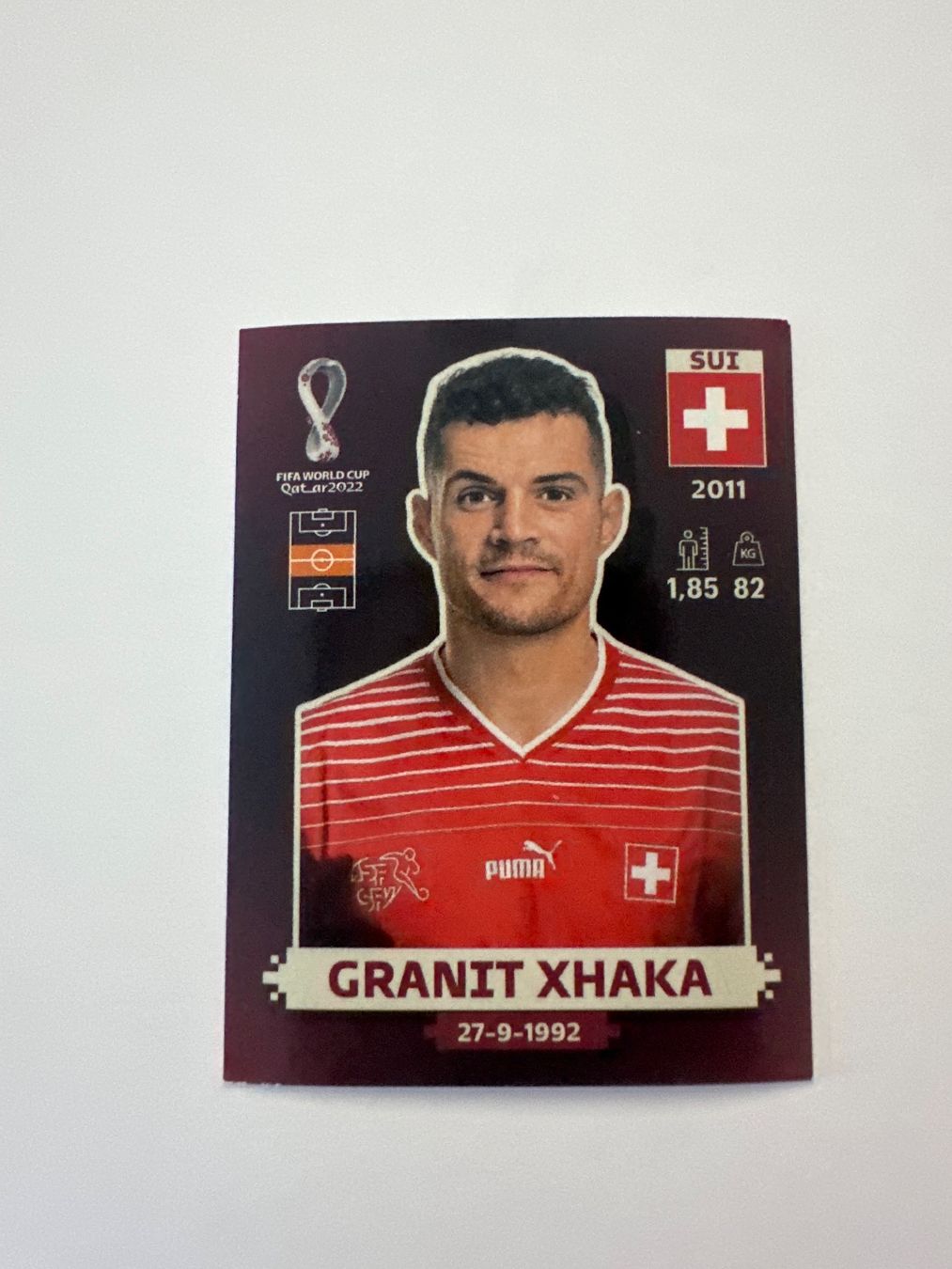 Panini FIFA WM 2022 Oryx - SUI 14 - Granit Xhaka – Original-Zustandsfoto Vorderseite
