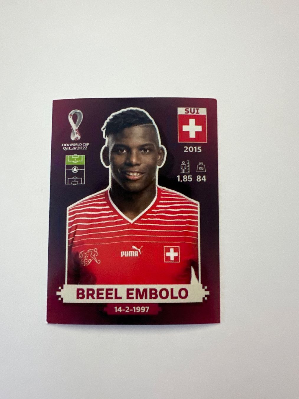 Panini FIFA WM 2022 Oryx - SUI 17 - Breel Embolo – Original-Zustandsfoto Vorderseite