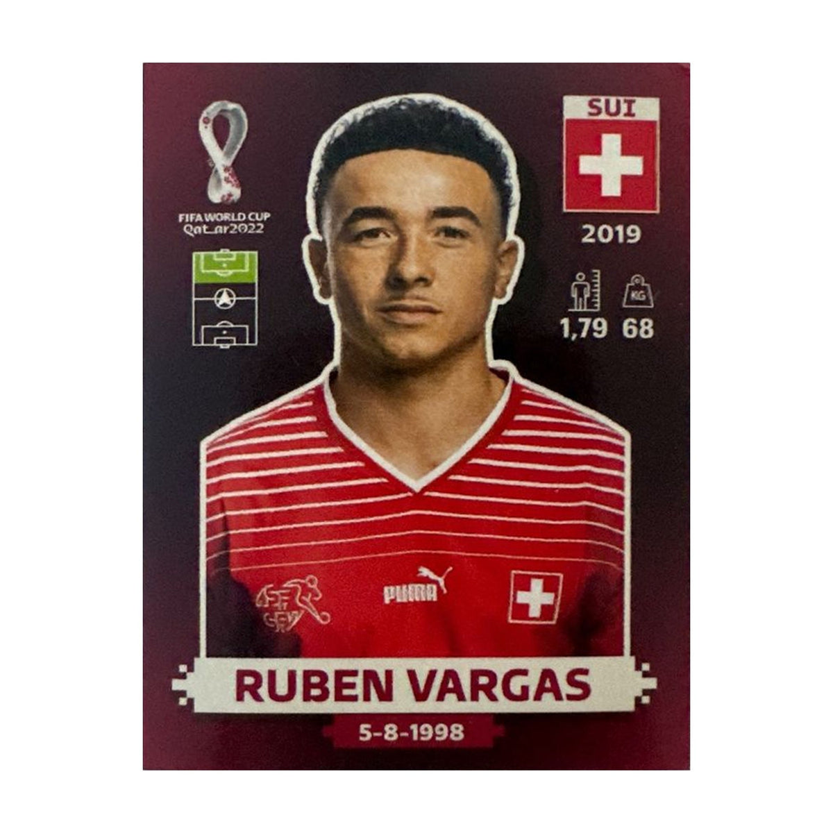 Panini FIFA WM 2022 Oryx - SUI 20 - Ruben Vargas – Vorderseite