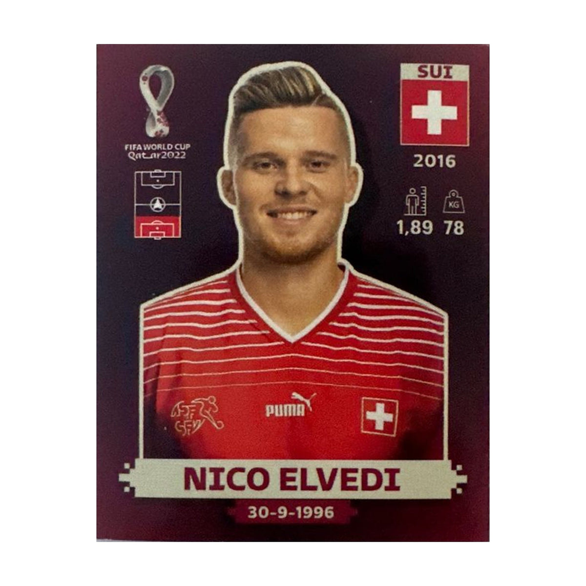 Panini FIFA WM 2022 Oryx - SUI 6 - Nico Elvedi – Vorderseite