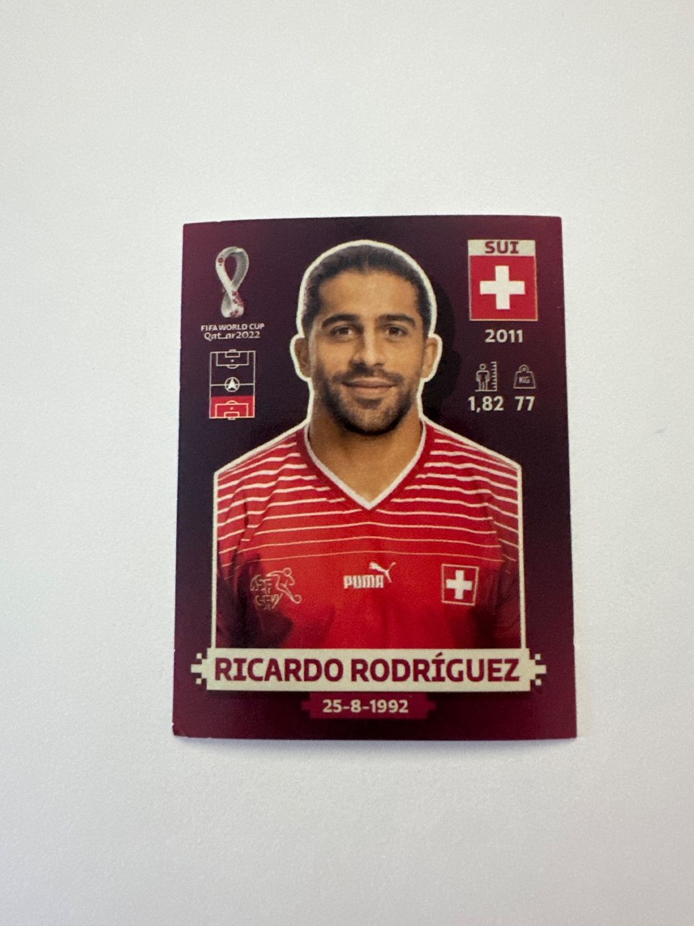 Panini FIFA WM 2022 Oryx - SUI 8 - Ricardo Rodríguez – Original-Zustandsfoto Vorderseite