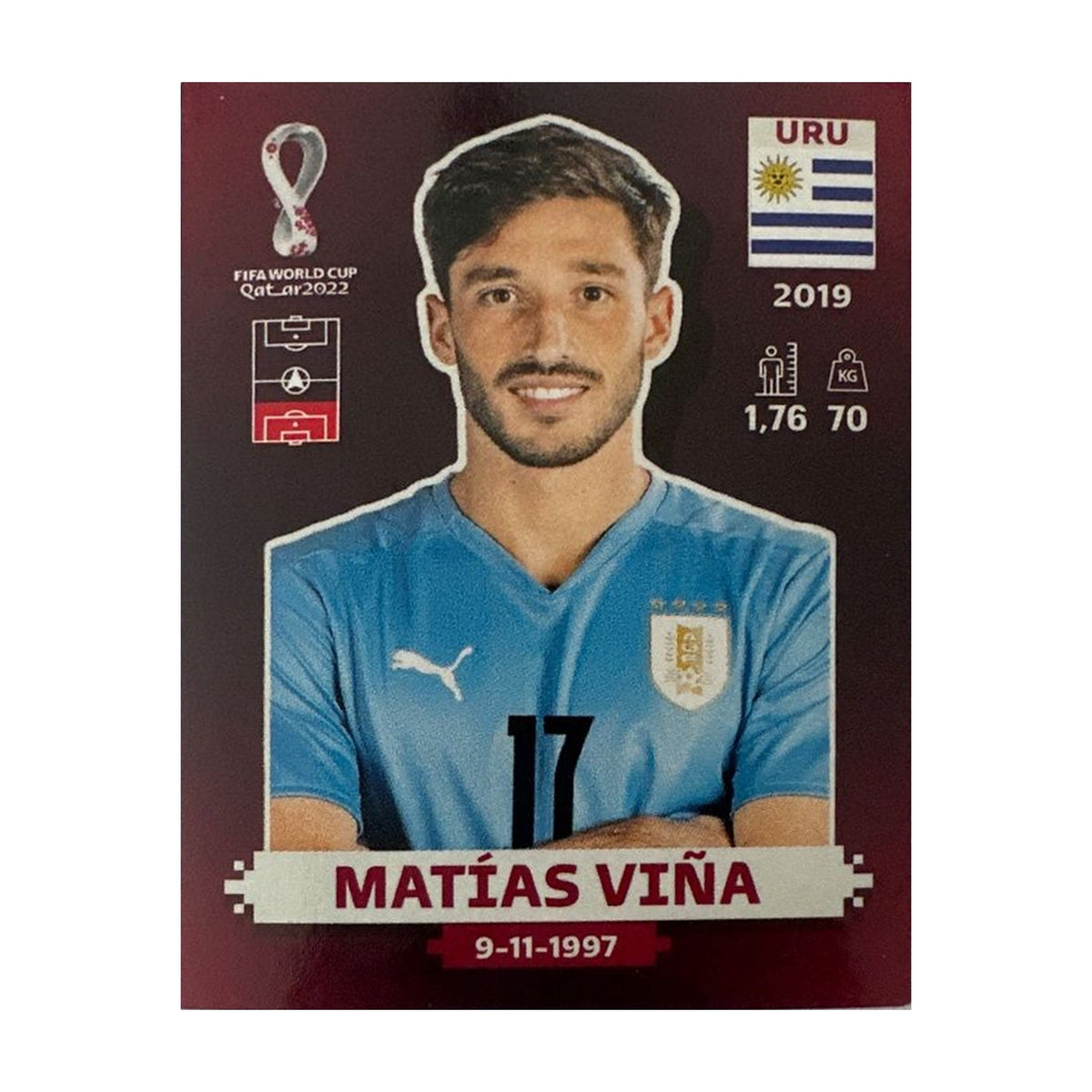 Panini FIFA WM 2022 Oryx - URU 10 - Matías Viña – Vorderseite