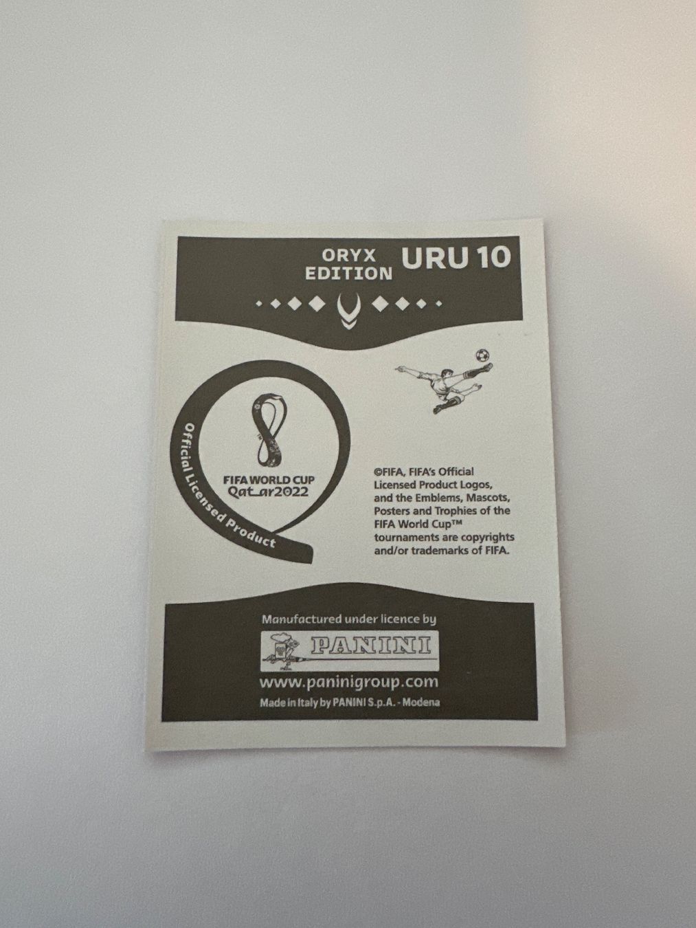 Panini FIFA WM 2022 Oryx - URU 10 - Matías Viña – Original-Zustandsfoto Rückseite