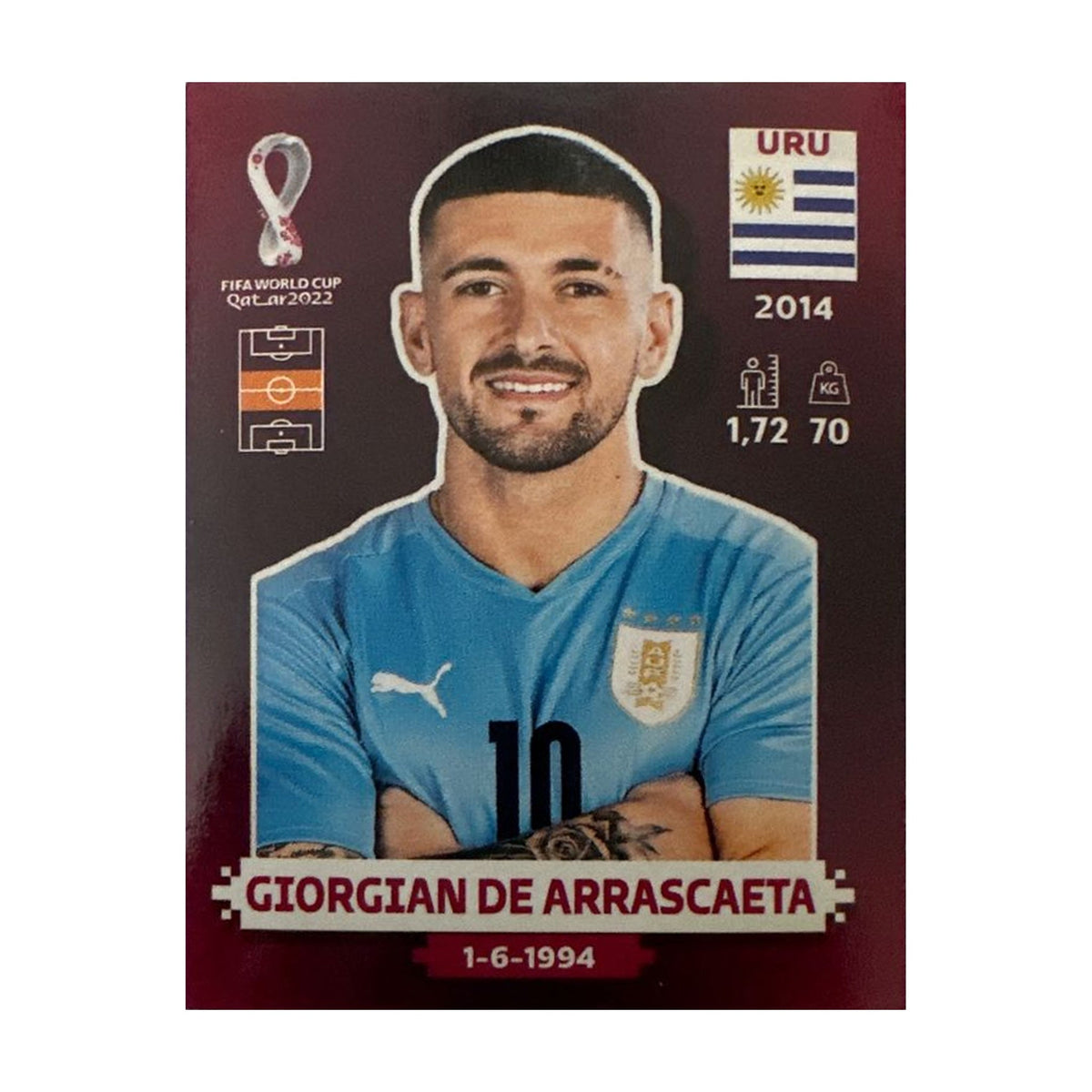 Panini FIFA WM 2022 Oryx - URU 12 - Giorgian De Arrascaeta – Vorderseite