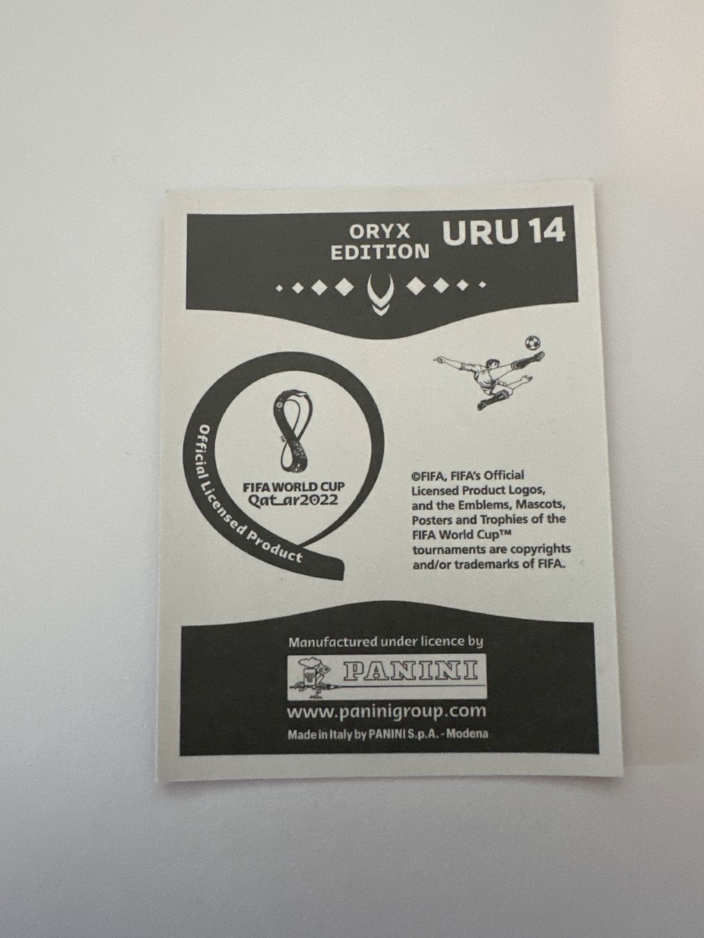 Panini FIFA WM 2022 Oryx - URU 14 - Lucas Torreira – Original-Zustandsfoto Rückseite