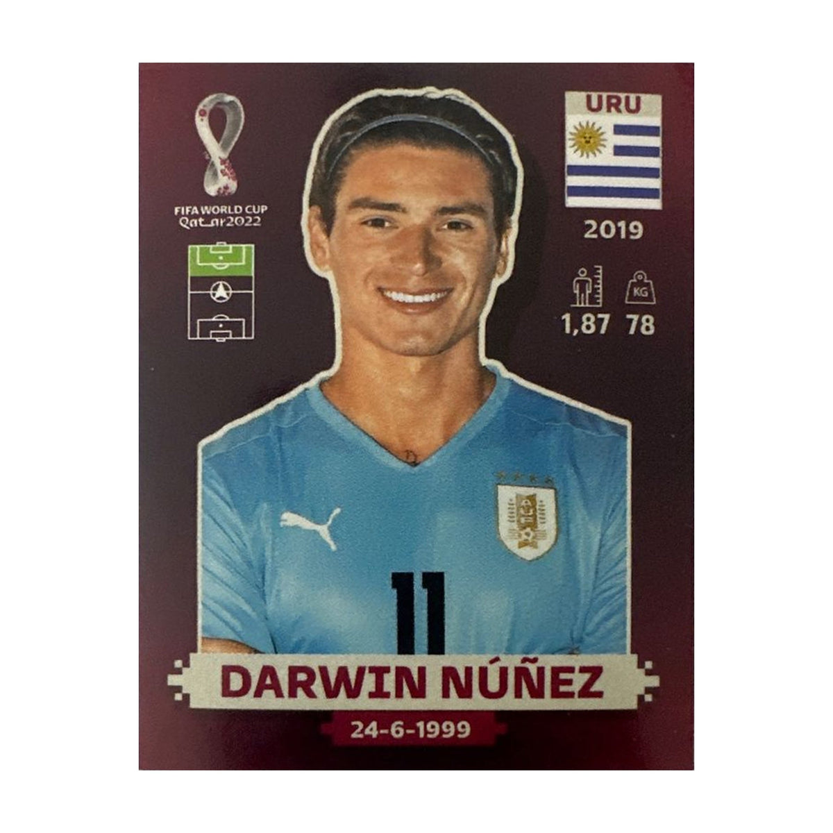 Panini FIFA WM 2022 Oryx - URU 18 - Darwin Núñez – Vorderseite