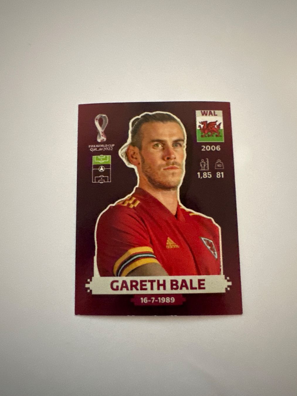 Panini FIFA WM 2022 Oryx - WAL 17 - Gareth Bale – Original-Zustandsfoto Vorderseite